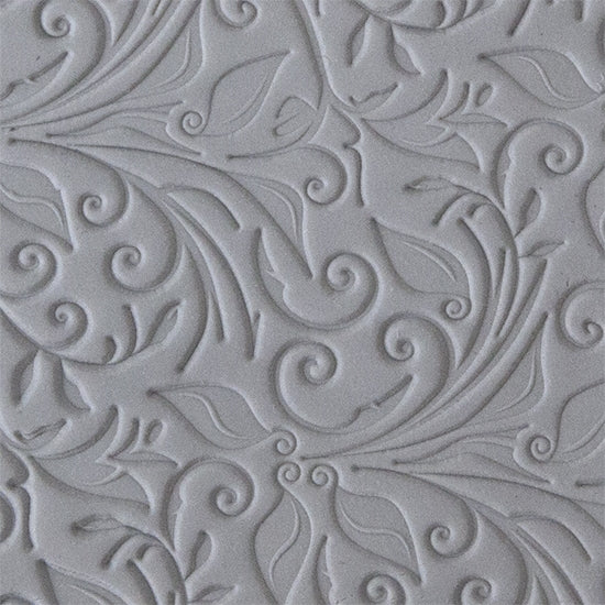 Rollable Texture Tile - Leaves and Tendrils Sample rolled in clay 