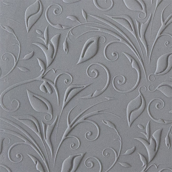 Rollable Texture Tile - Leaves and Tendrils Fineline Sample rolled in clay 