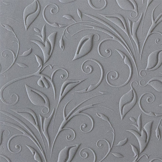 Rollable Texture Tile - Leaves and Tendrils Fineline Sample rolled in clay 