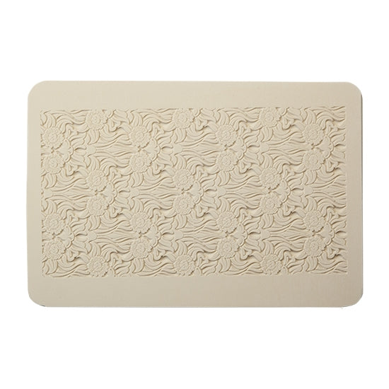 Rollable Texture Tile - Nouveau Lalique. Rollable Texture Tiles measure 4" x 5-1/2" overall and have a textured area of 2-3/8" x 4-7/8"; perfect for larger projects. Each texture has a shoulder that allows one of our Clay Thickness Rolling Frames to sit directly on the texture for rolling. Rollable Texture Tiles are flexible, washable and can be used with any soft clay. Spritz with CoolSlip or dust on Dry Powder Release for stick-free impressions when using metal clay and polymer clay.