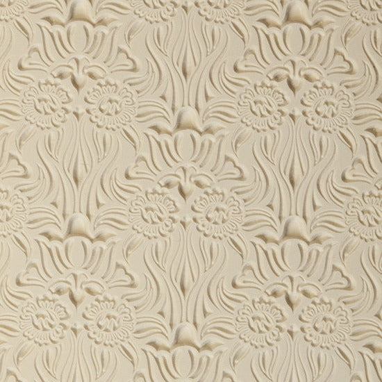 Rollable Texture Tile - Nouveau Lalique Embossed. Rollable Texture Tiles measure 4" x 5-1/2" overall and have a textured area of 2-3/8" x 4-7/8"; perfect for larger projects. Each texture has a shoulder that allows one of our Clay Thickness Rolling Frames to sit directly on the texture for rolling. Rollable Texture Tiles are flexible, washable and can be used with any soft clay. Spritz with CoolSlip or dust on Dry Powder Release for stick-free impressions when using metal clay and polymer clay.