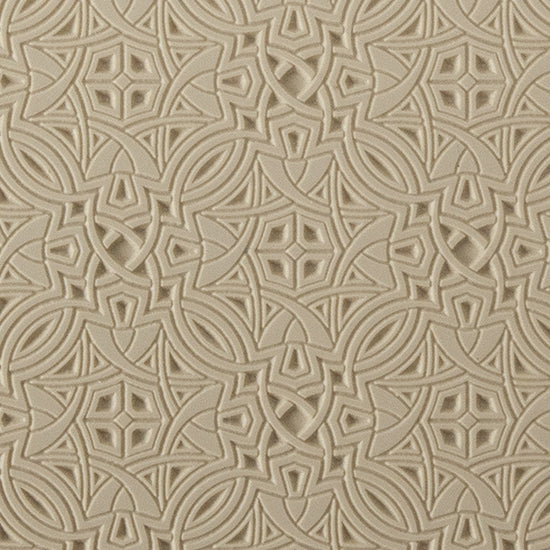 Rollable Texture Tile - Nouveau Transition. Rollable Texture Tiles measure 4" x 5-1/2" overall and have a textured area of 2-3/8" x 4-7/8"; perfect for larger projects. Each texture has a shoulder that allows one of our Clay Thickness Rolling Frames to sit directly on the texture for rolling. Rollable Texture Tiles are flexible, washable and can be used with any soft clay. Spritz with CoolSlip or dust on Dry Powder Release for stick-free impressions when using metal clay and polymer clay.