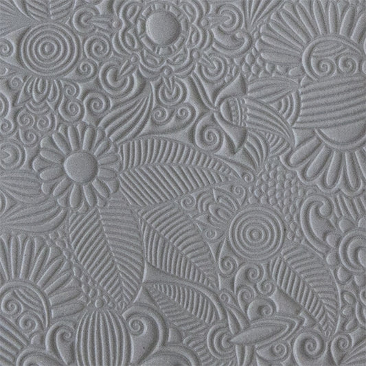 Rollable Texture Tile - Flower Party Sample rolled in clay 