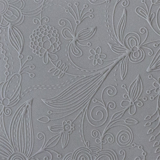 Rollable Texture Tile - Flower Quilt Fineline Sample rolled in clay 