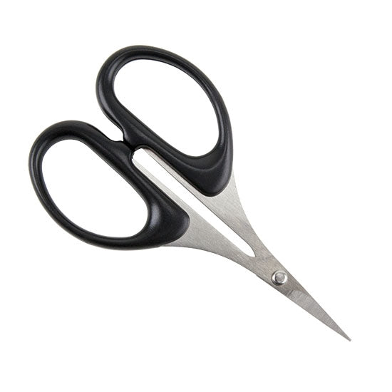 Precision Scissors Use to cut thread, paper, gold foil with precision. The perfect pair of scissors for all beading and other delicate work. Large handles, made of lightweight black ABS plastic and sculpted for more comfort than traditional scissor handles.