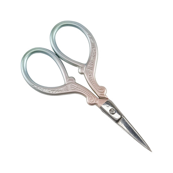 Stainless Steel Precision Scissors Use to cut thread, paper, gold foil with precision. The perfect pair of scissors for all beading and other delicate work. Large handles, made of lightweight black ABS plastic and sculpted for more comfort than traditional scissor handles. Small pointed blades are made of high-quality stainless steel held together with a high-impact rivet and nylon washer for smooth cutting and extended life. Blade length 3/4".