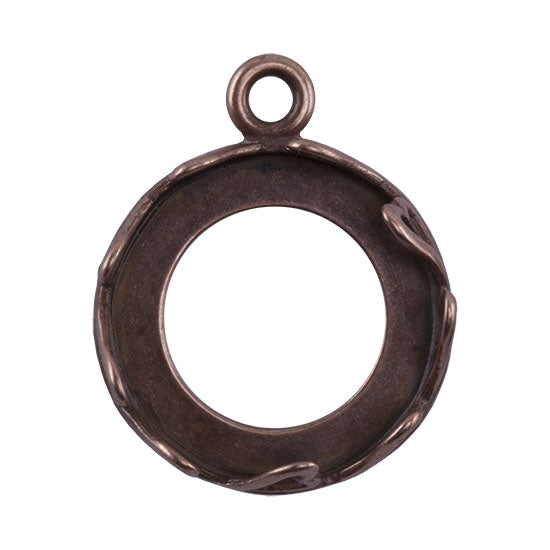 Copper Plate Pendant Setting - Hearts Round 14mm Pkg/2