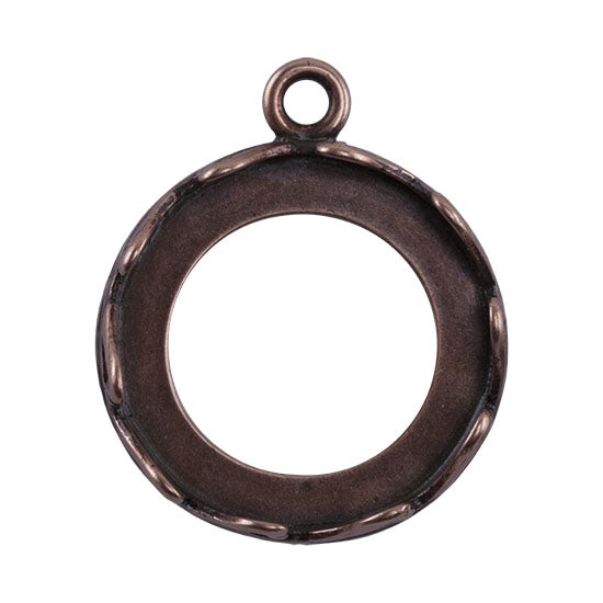 Copper Plate Pendant Setting - Hearts Round 16mm Pkg/1