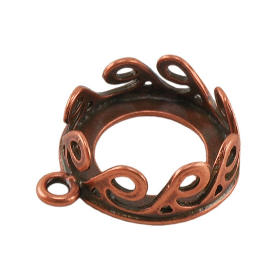 Copper Plate Pendant Setting - Waves Round 12mm Pkg/1