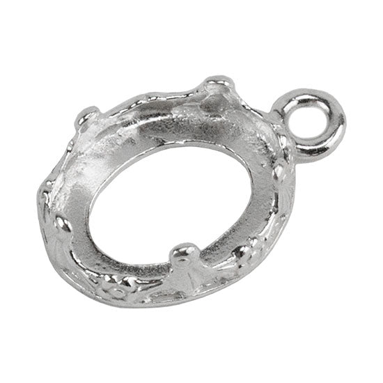 Sterling Silver Pendant Bezel Setting - Rounded Crown Oval 10mm x 12mm Pkg/1