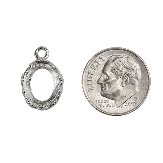 Sterling Silver Pendant Bezel Setting - Rounded Crown Oval 10mm x 12mm Pkg/1 with dime