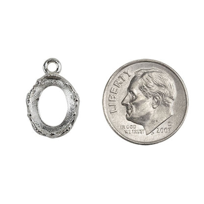 Sterling Silver Pendant Bezel Setting - Rounded Crown Oval 10mm x 12mm Pkg/1 with dime