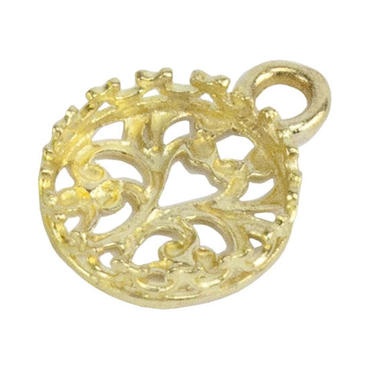 Brass Pendant Bezel Setting - "U" Gallery Filigree Back Round 10mm Pkg/1