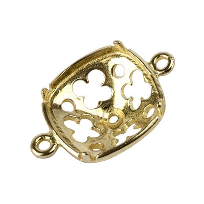 Brass Bezel Connector Setting - Clover Cushion 12mm Pkg/2 - Cool Tools