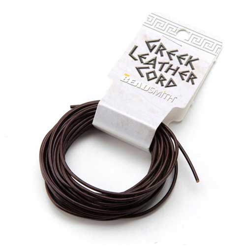 Leather Cord Greek 2mm - Brown Use as a stringing material for all types of jewelry styles. Add a clasp or a chain end for a finished look, or tie a slide knot for a casual look. Greek leather is soft and supple. Add crimp ends or glue on findings to finish, or simply tie a slide knot to your desired length in this beautiful Brown color.