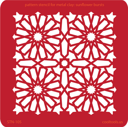 Pattern Stencil for Metal Clay - Sunflower Bursts - Cool Tools