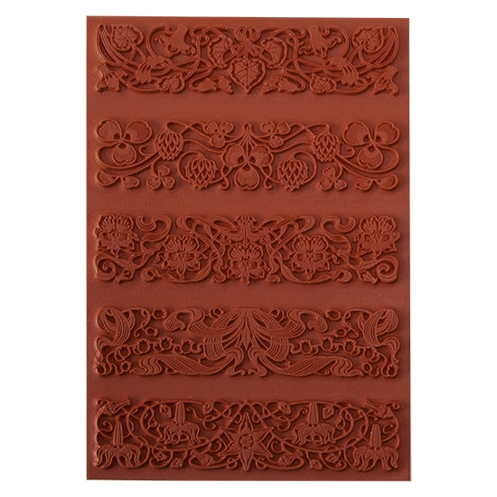 Brick colored Rubber Enameling Stamp - Art Deco Borders