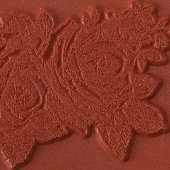 Red Brick colored Rubber Enameling Stamp - Rose Sketch