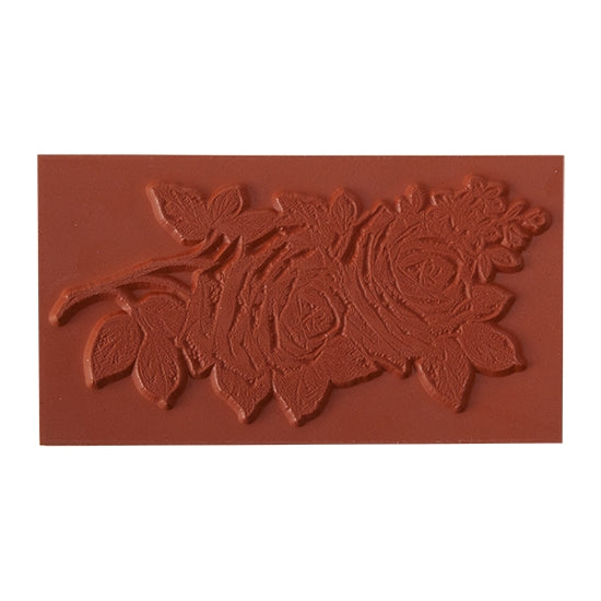 Red Brick colored Rubber Enameling Stamp - Rose Sketch