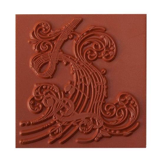 Red Brick colored Rubber Enameling Stamp - Music Swirl