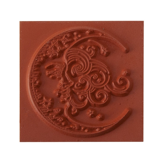 Red Brick colored Rubber Enameling Stamp - Crescent Moon