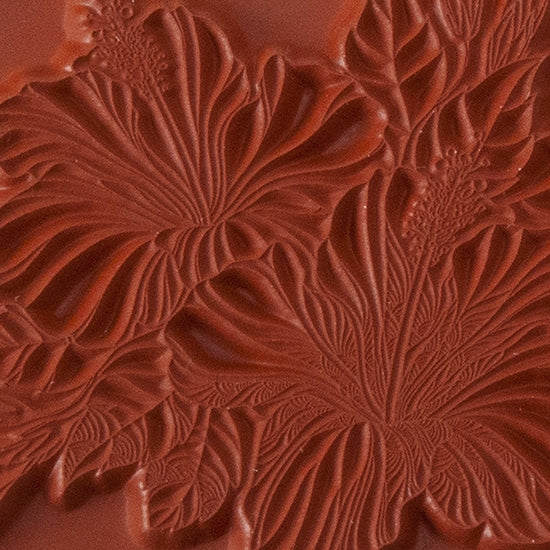 Red Brick colored Rubber Enameling Stamp - Hibiscus