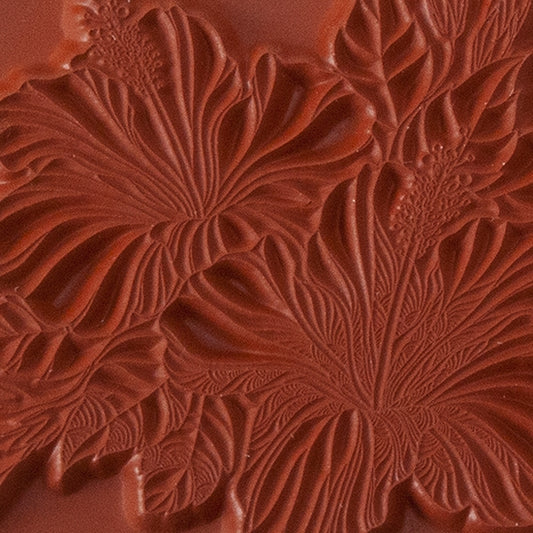 Red Brick colored Rubber Enameling Stamp - Hibiscus