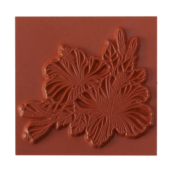 Red Brick colored Rubber Enameling Stamp - Hibiscus