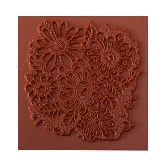 Brick colored Rubber Enameling Stamp - Color Me Daisies