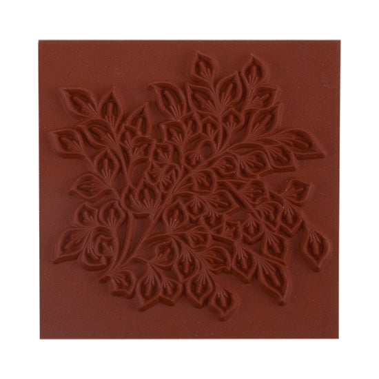 Brick colored Rubber Enameling Stamp - Bunch of Leaves