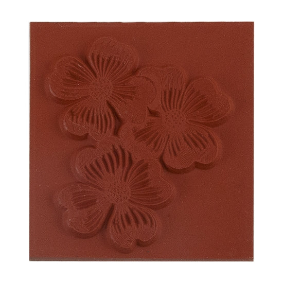 Red Brick colored Rubber Enameling Stamp - Dogwood Flowers