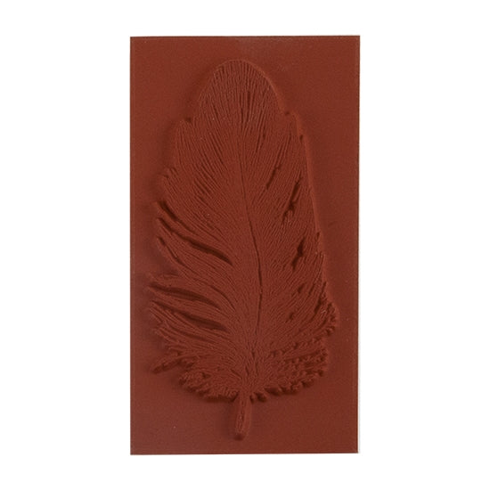 Red Brick colored Rubber Enameling Stamp - Feather