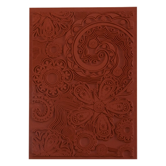 Red Brick colored Rubber Enameling Stamp - Festival Woodcut