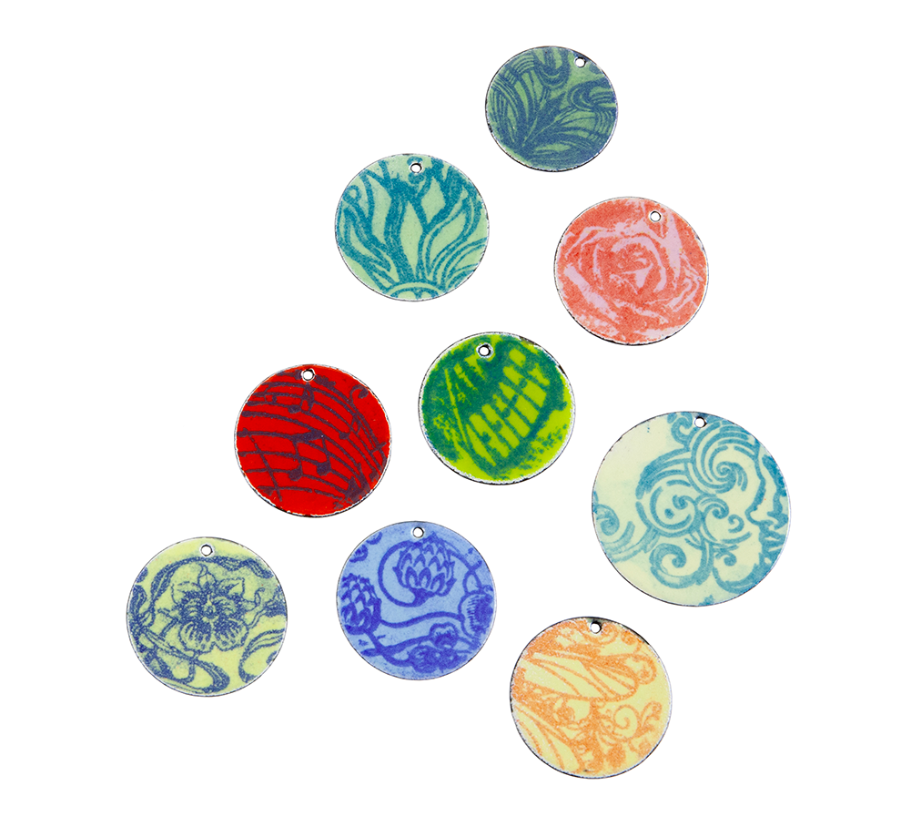 Rubber Enameling Stamp Samples in various colors