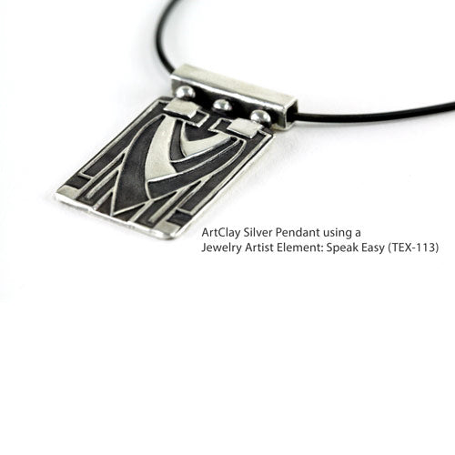 ArtClay Silver Pendant using Jewelry Artist Elements - Texture - Speak Easy