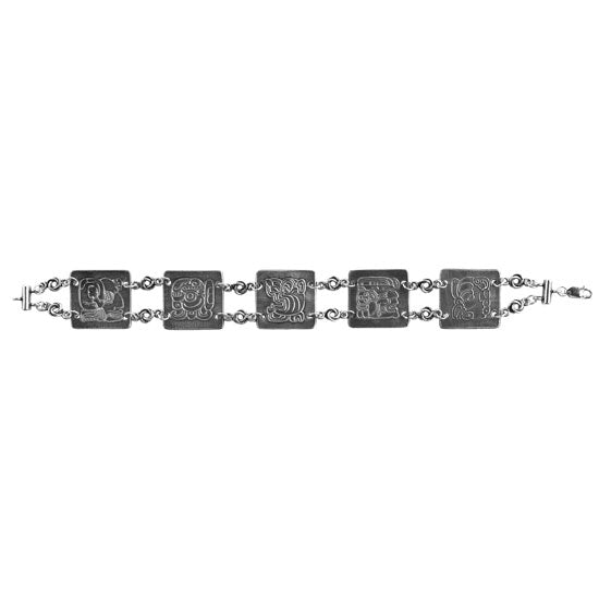 silver bracelet made from Jewelry Artist Elements - Texture - Maya Hieroglyphs - Prophecy Large Fineline