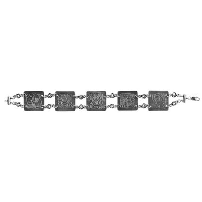 silver bracelet made from Jewelry Artist Elements - Texture - Maya Hieroglyphs - Prophecy Small Fineline