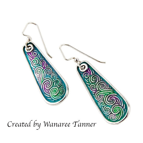 Wanaree Tanner Signature Texture Plate - Salmon of Knowledge silver earrings