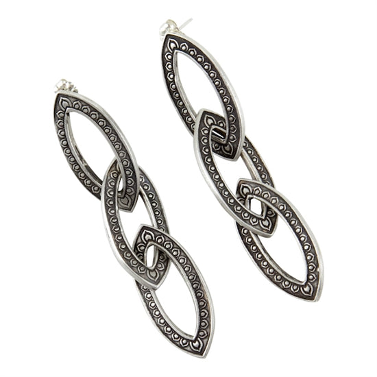 Wanaree Tanner Signature Texture Plate - Tibetan Smoke & Fire silver earrings