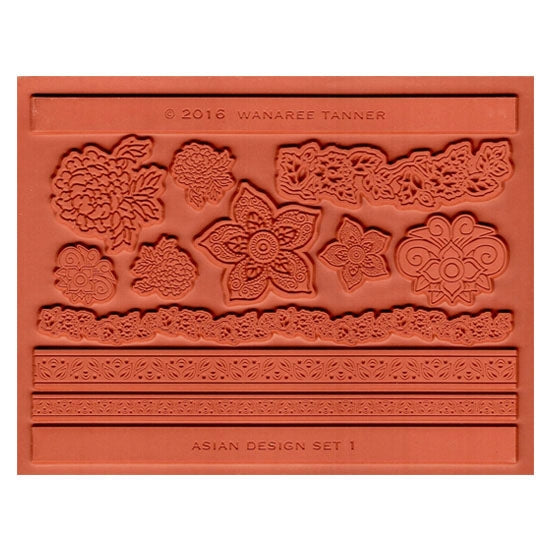 red brick colored Wanaree Tanner Signature Texture Plates - asian design set 1