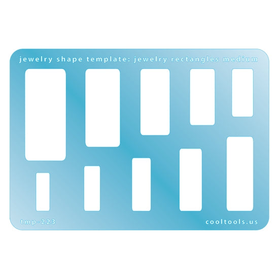 Blue plastic Jewelry Shape Template - Jewelry Rectangles Medium Our special surface makes it easy to find these templates on your workbench, but allows clarity for positioning.