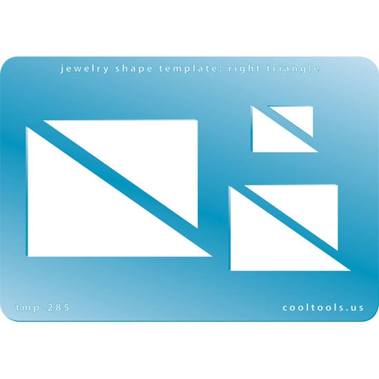  Blue plastic Jewelry Shape Template - Right Triangle Our special surface makes it easy to find these templates on your workbench, but allows clarity for positioning. Includes 6 triangle shapes. Sizes are from 17.5mm to 75mm.