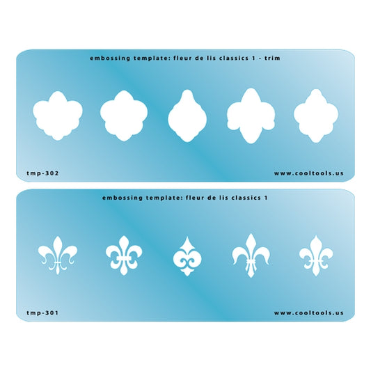 2 Blue Plastic Embossing Template Set - Fleur de Lis Classics 1