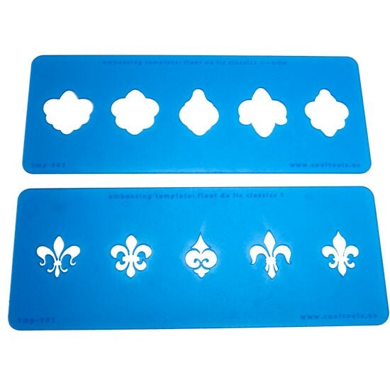 2 Blue Plastic Embossing Template Set - Fleur de Lis Classics 1