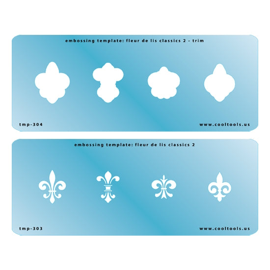 2 Blue Plastic Embossing Template Set - Fleur de Lis Classics 2