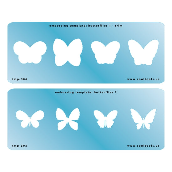 2 Blue Plastic Embossing Template Set - Butterflies 1