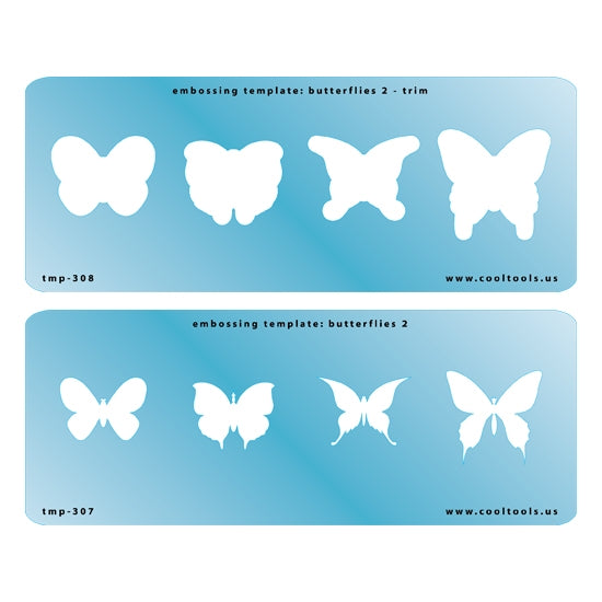 2 Blue Plastic Embossing Template Set - Butterflies 2