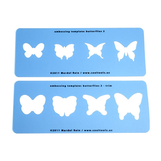 2 Blue Plastic Embossing Template Set - Butterflies 2