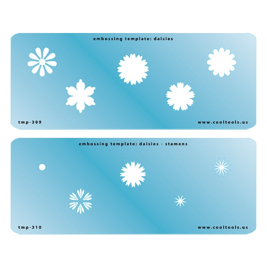 2 Blue Plastic  Embossing Template Set - Daisies