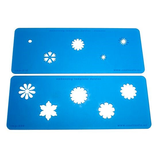 2 Blue Plastic  Embossing Template Set - Daisies